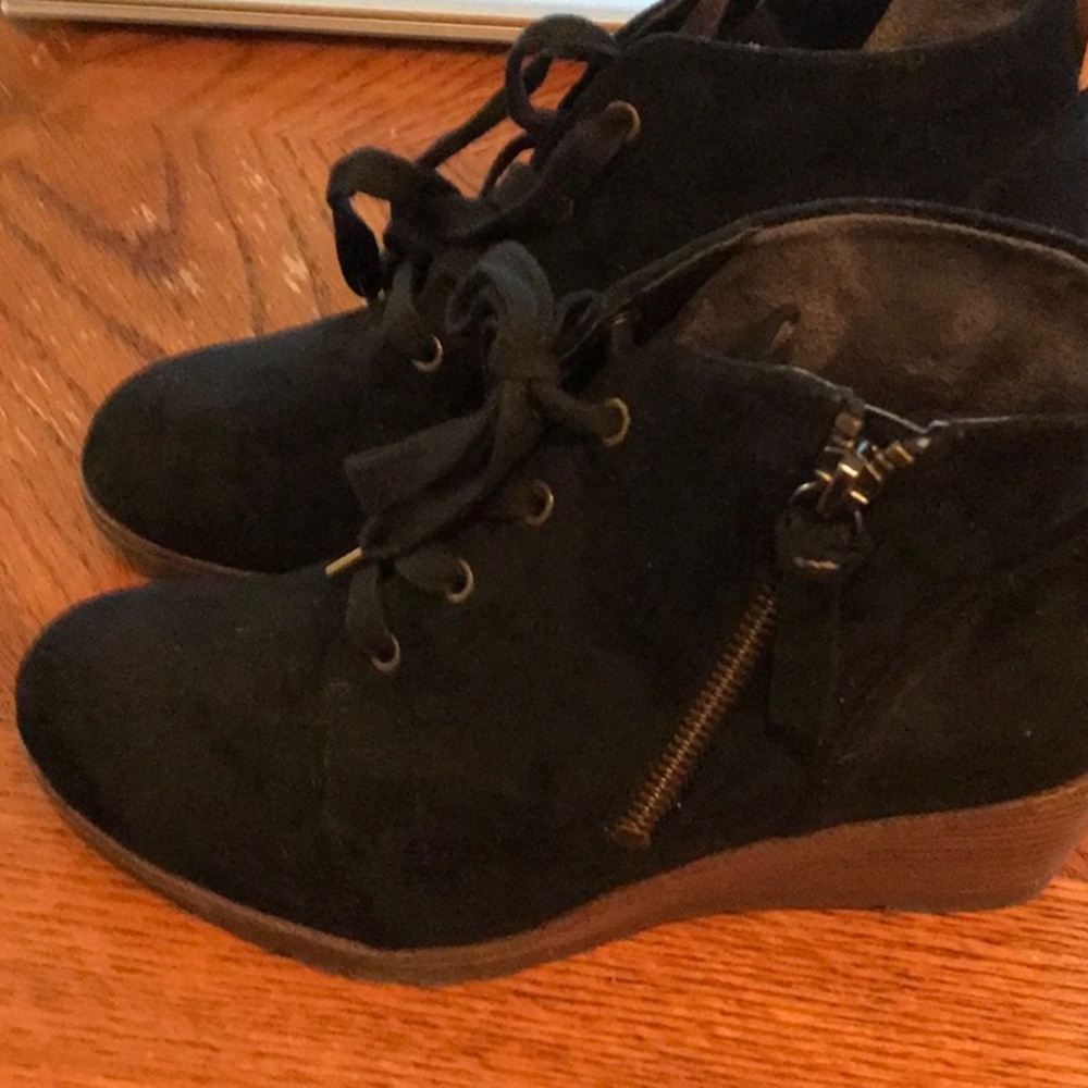 Women's Black Ankle Boots Dr Scholl’s wedge 6 medium
